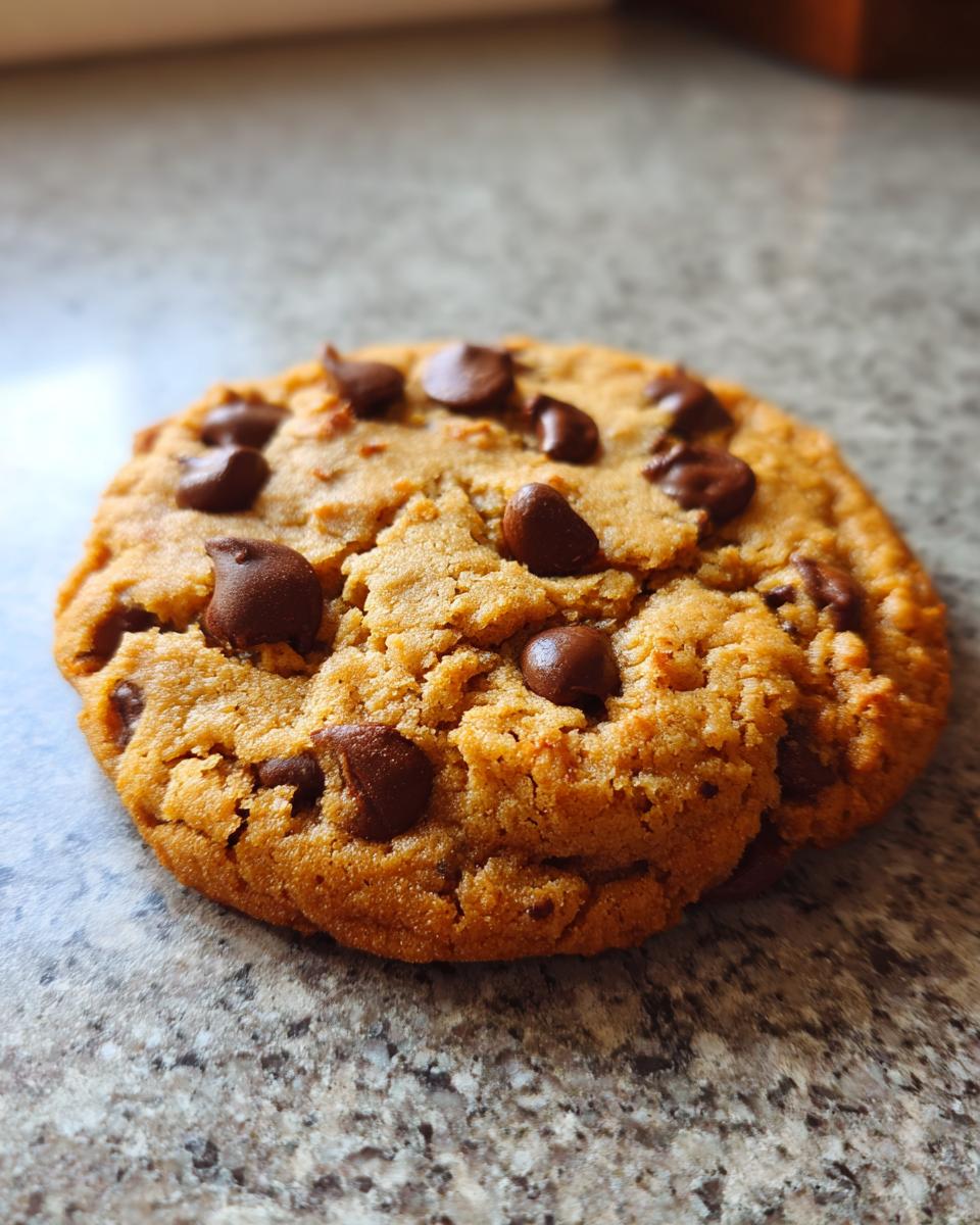 Close-up of two delicious classic chocolate chip cookies with melted chocolate chips.
