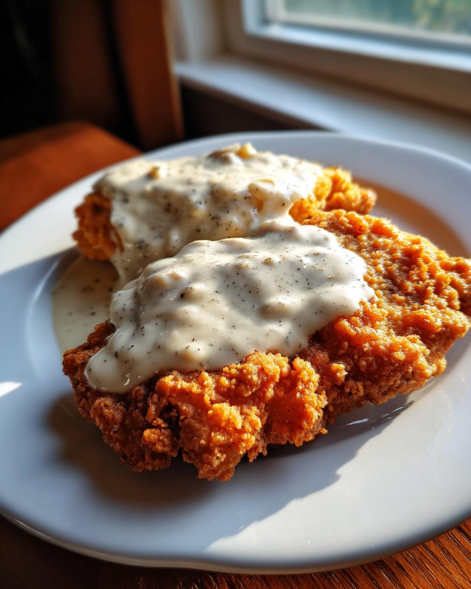 Two pieces of crispy, golden chicken fried steak smothered in rich, black pepper country gravy.